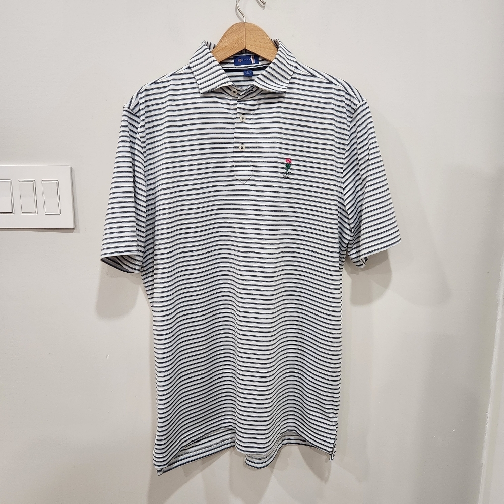 Stitch Golf Polo Shirt Mens Medium Blue Striped Short Sleeve Performance
